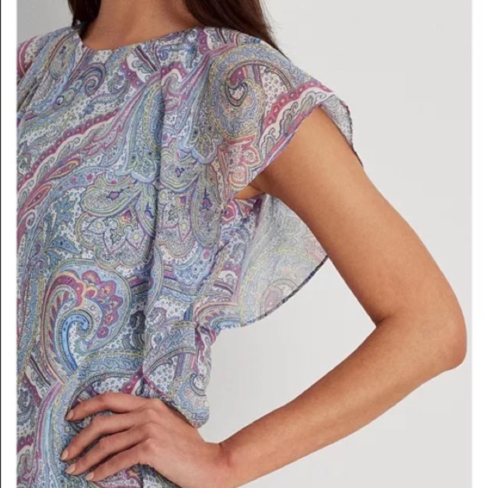 Lauren Ralph Lauren Petite Ruffled Georgette Shift Dress - Picture 6 of 9